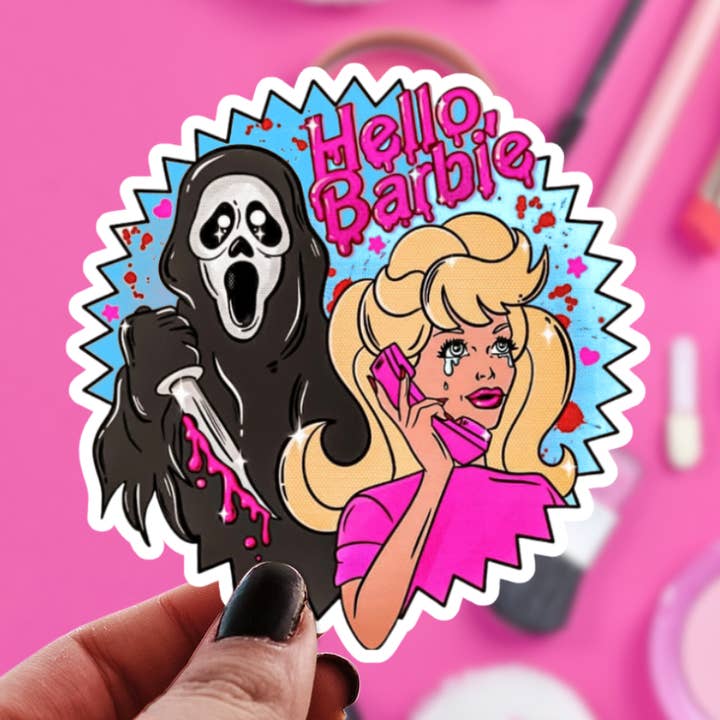 Pretty Toxic Stickers – wholesale Sticker – Ghostface Hello Barbie Sticker - Scream Horror Movie Fans0