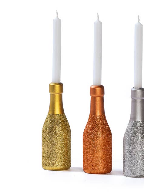 Baumkerzenhalter Sektflasche 3 sort. 13 cm VE 24 für den Großhandel von Baden Collection