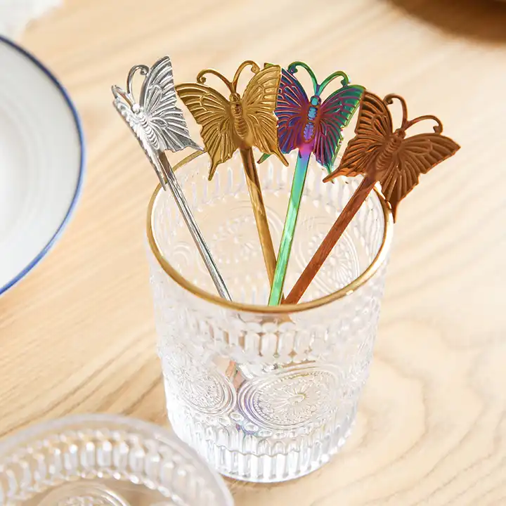 Sostraw & SmartThings - Wholesale Table Spoon (Cutlery) - Butterfly Spoon - For Tea, Coffee or Dessert - 4 colors6