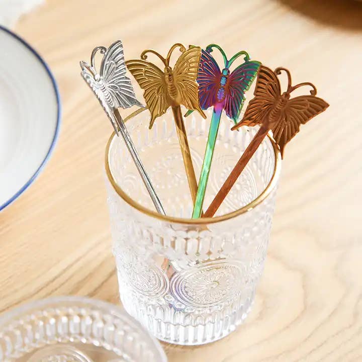 Sostraw & SmartThings - Wholesale Table Spoon (Cutlery) - Butterfly Spoon - For Tea, Coffee or Dessert - 4 colors6