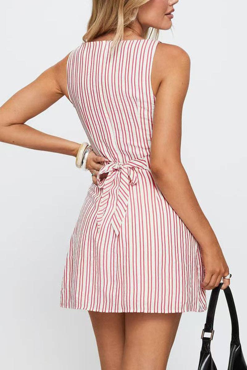 Mccolin - Wholesale Dress - Women's - Striped Sleeveless Casual Dress7