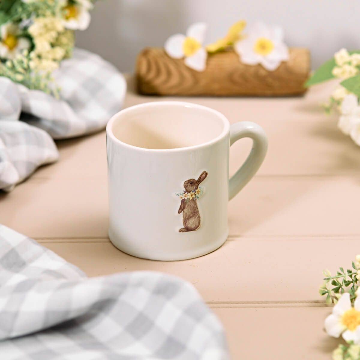 Langs - Wholesale Coffee Mug - Stoneware Embossed Rabbit With Flowers Mug0