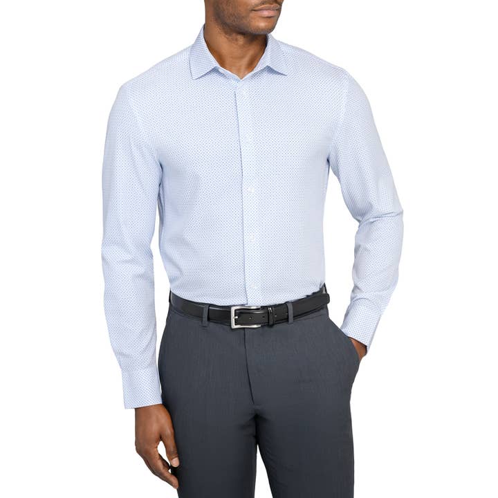 Geometric Print 4-Way Stretch Recycled Dress Shirt for wholesale by CON.STRUCT