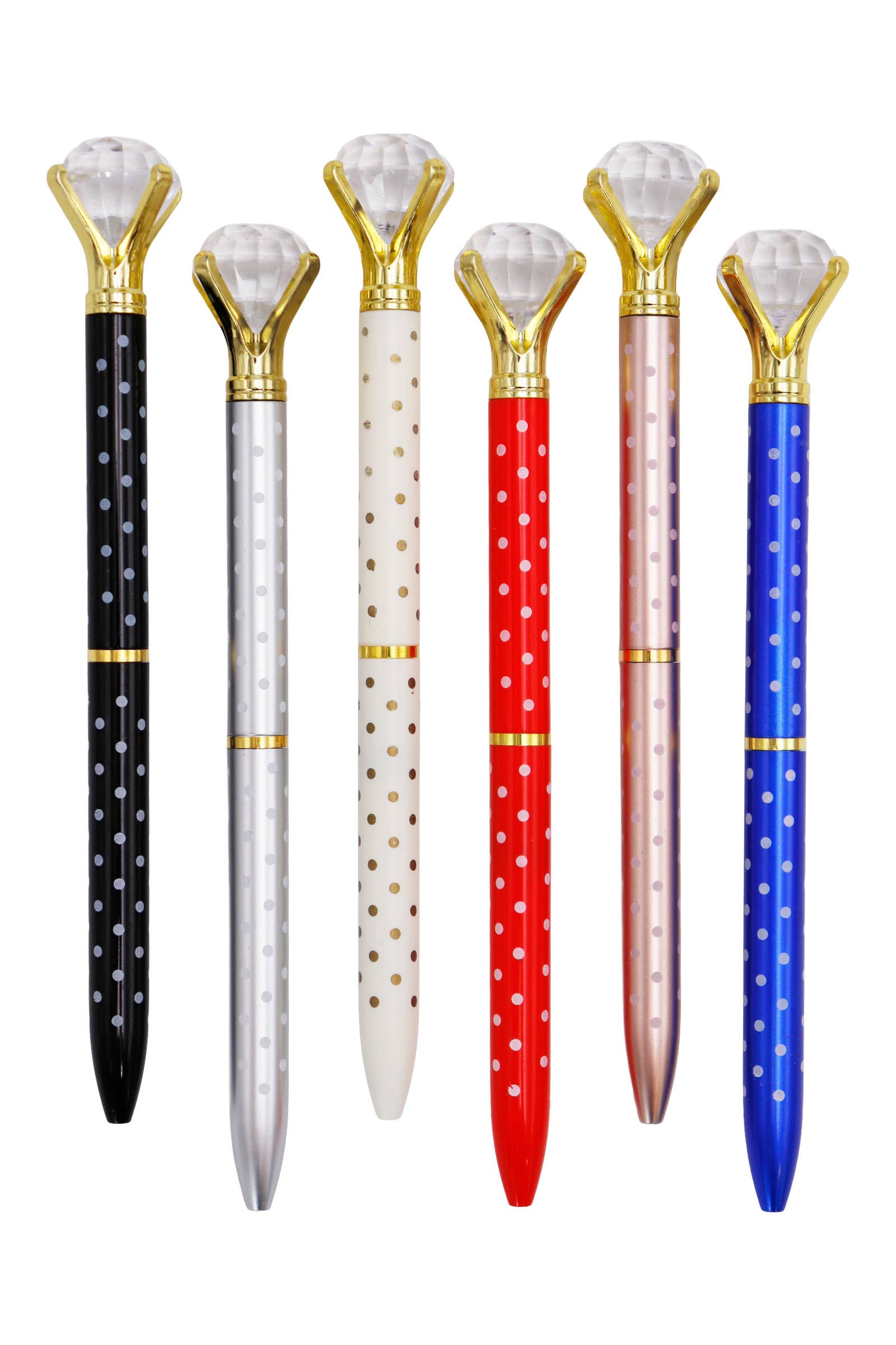 ASSORTED Bling Diamond Metallic Polka Dot Pen - 12 Pcs for wholesale on Faire13