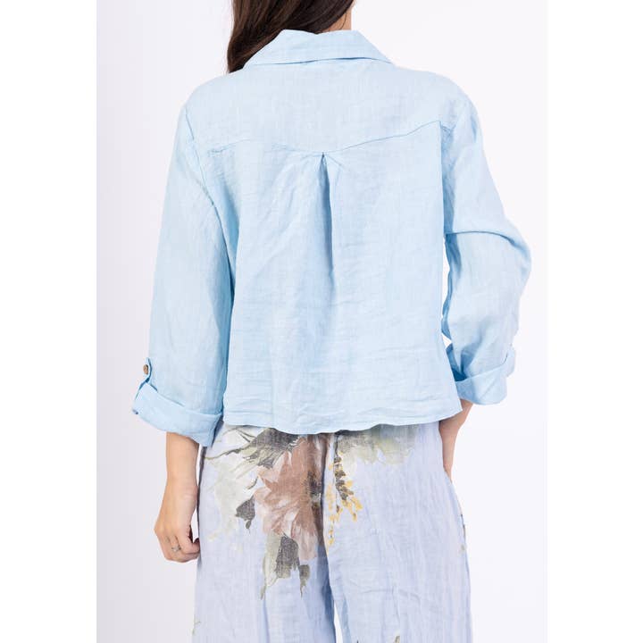 LINEN & COTTON HOUSE - Wholesale Buttoned-down shirt – Women's - 6235 SHORT LINEN SHIRT WITH FRONT POCKET30