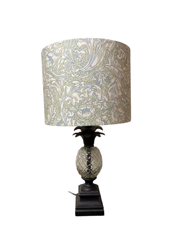 William Morris Kelmscott Aqua Lily Leaf Handmade Lampshade for wholesale by LouSeal Handmade Lampshades