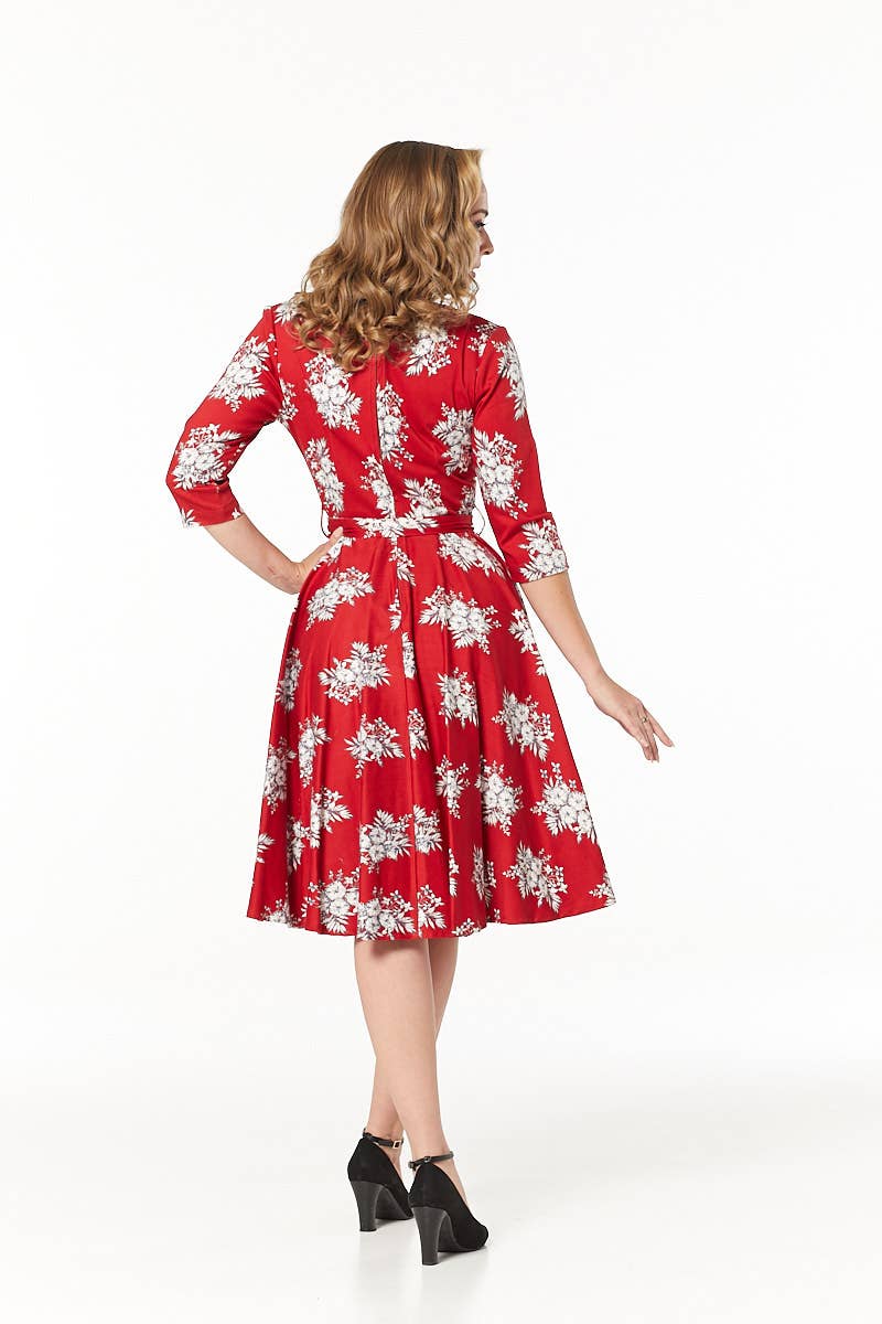 Timeless London – wholesale Dress – Women's – Yara Fit &Flare, Wrap Floral Midi Swing Dress2