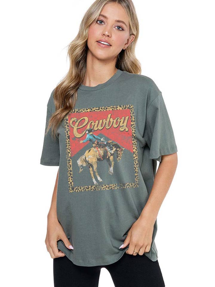 Zutter - Wholesale Screen Printed T-Shirt - Women's - Cowboy Western Vintage Graphic Top