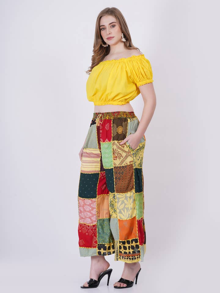 Wevez - Venta al por mayor Pantalones - Mujer - Pantalón de Pijama de Pierna Ancha con Parches Múltiples para Mujer en Lote Mixto Acidwash8