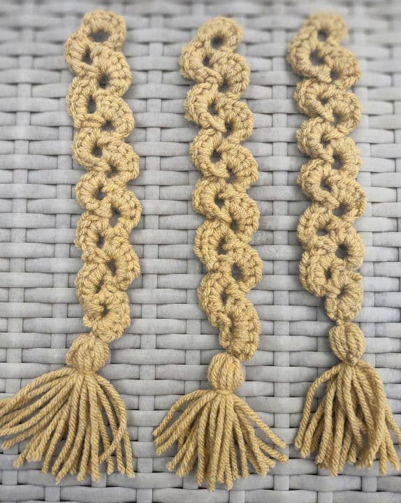 Clover Garden Crafts - Wholesale Bookmark - Rustic Boho Crochet Tassel Bookmarks in Neutral Brown Tones4