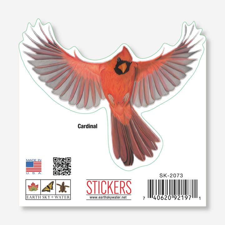 Autocollant Cardinal in Flight Nature, 3,5 pouces de large pour la vente par Earth Sky + Water