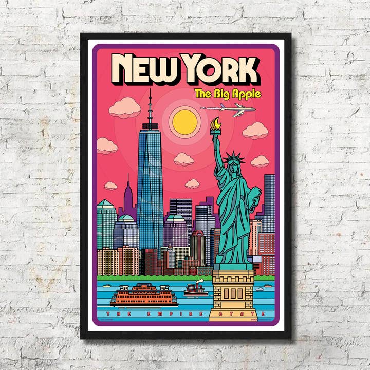 New York Skyline Pop Art Travel Poster Wall Art Decor for wholesale by Red Robot Design & Illustration