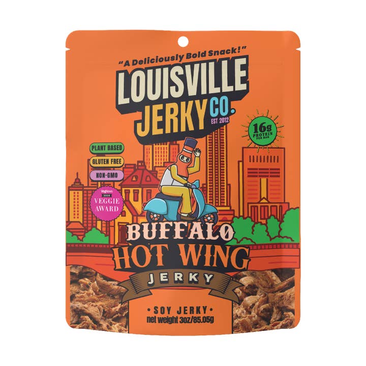 Vegan & Plant Based Buffalo Hot Wing Jerky 3 oz for wholesale by Louisville Foods