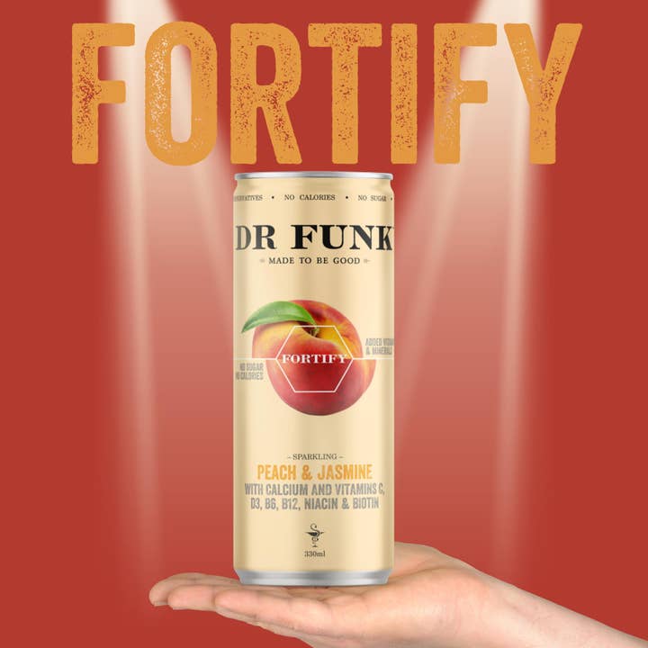 Dr Funk – wholesale Sparkling water – Peach & Jasmine flavoured water with 7 essential nutrients4