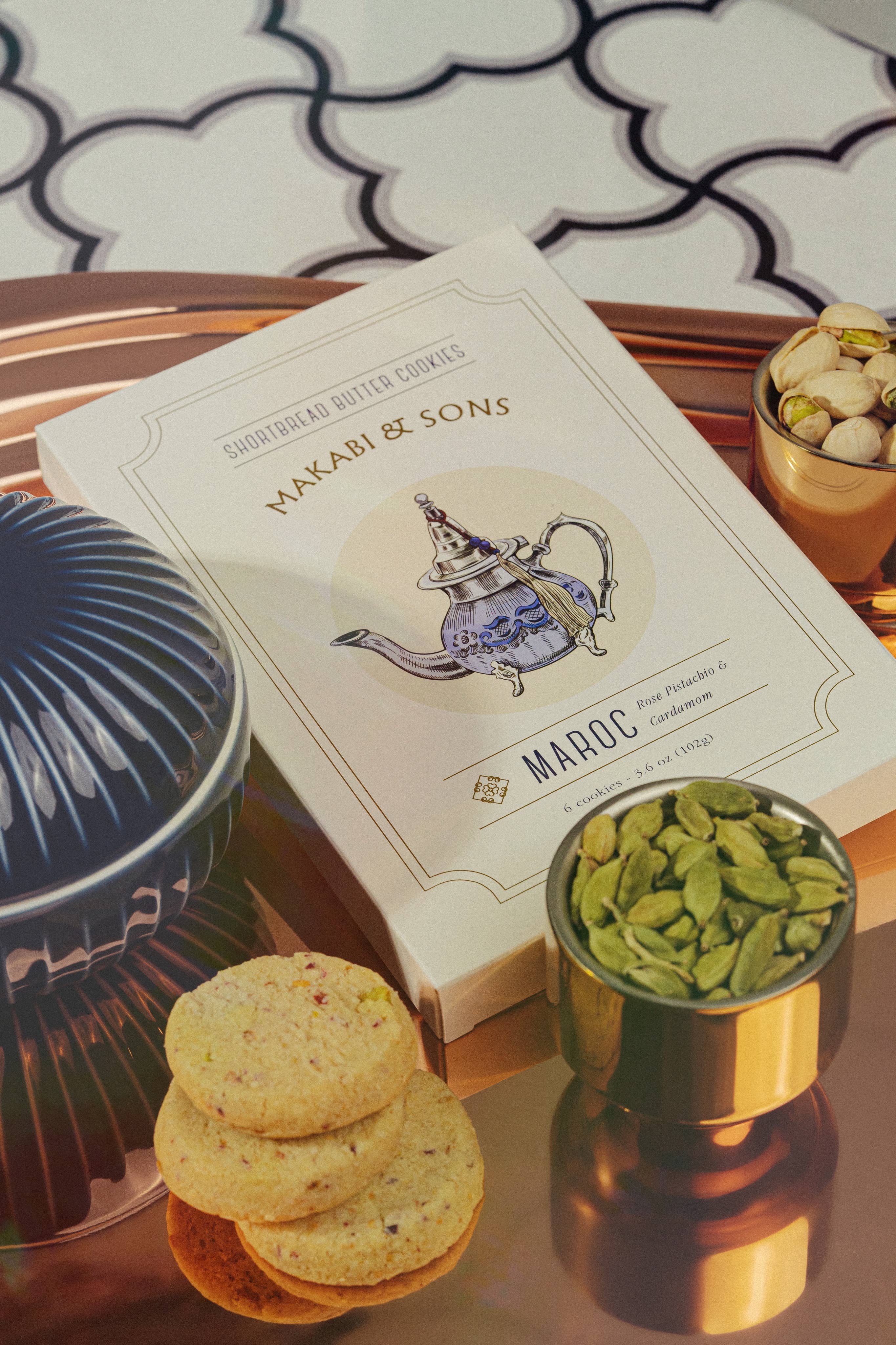 Makabi & Sons – wholesale Kakor – Makabi & Sons kortbröds kakor med ros, pistage och kardemumma – Maroc2