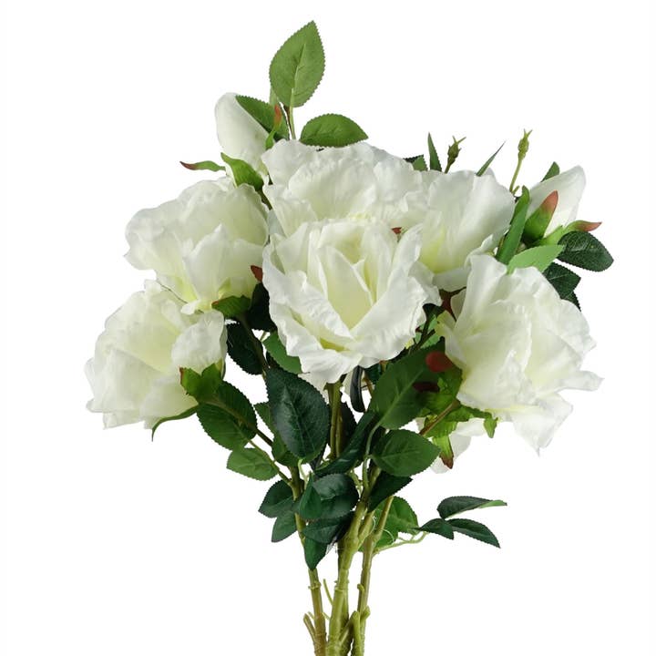 Pack 6x Artificial Flowers White Rose Stem 80cm for wholesale by Leaf Design UK LTD