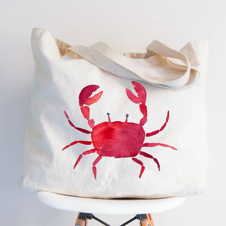 Red Crab Tote Bag 2 SIZES for wholesale by Love You a Latte Shop