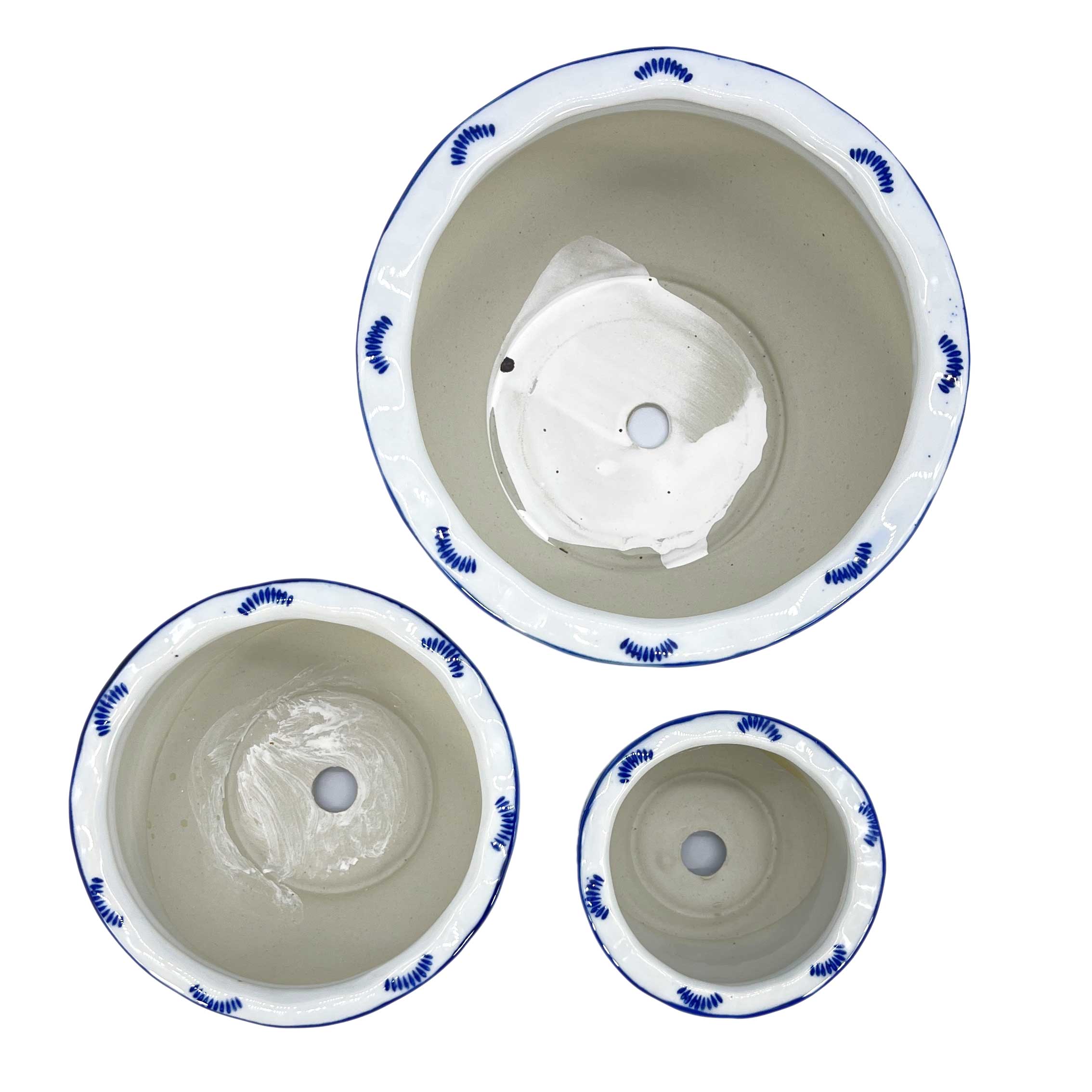 Galt International Company – Vaso de plantas por atacado – Conjunto de 3 - 
Conjunto de vasos de cerâmica Chinoiserie de 4,5"/6"/8"16
