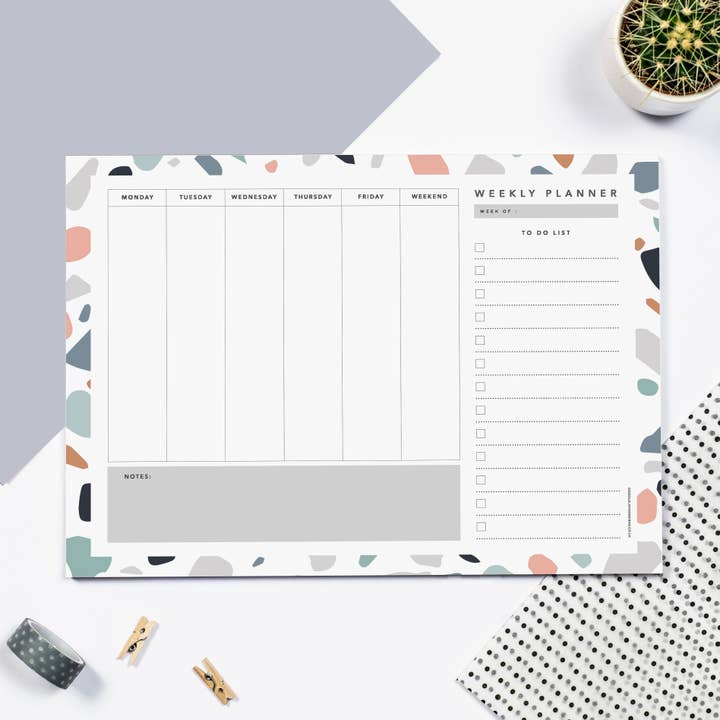 Terrazzo Weekly Planner Pad for wholesale by doodlelove