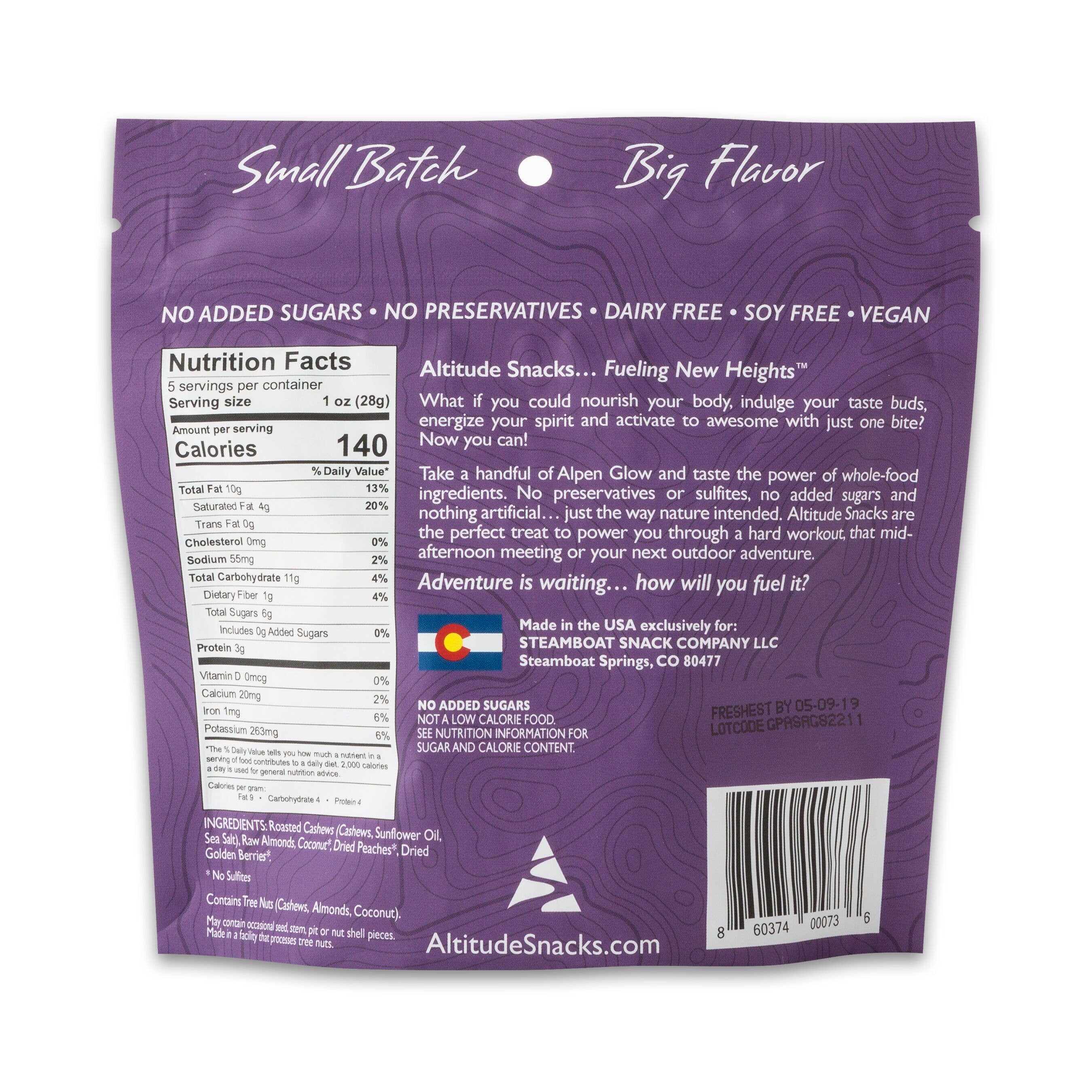 Altitude Snacks - Wholesale Trail Mix - Alpen Glow Altitude Snacks - No Added Sugars1