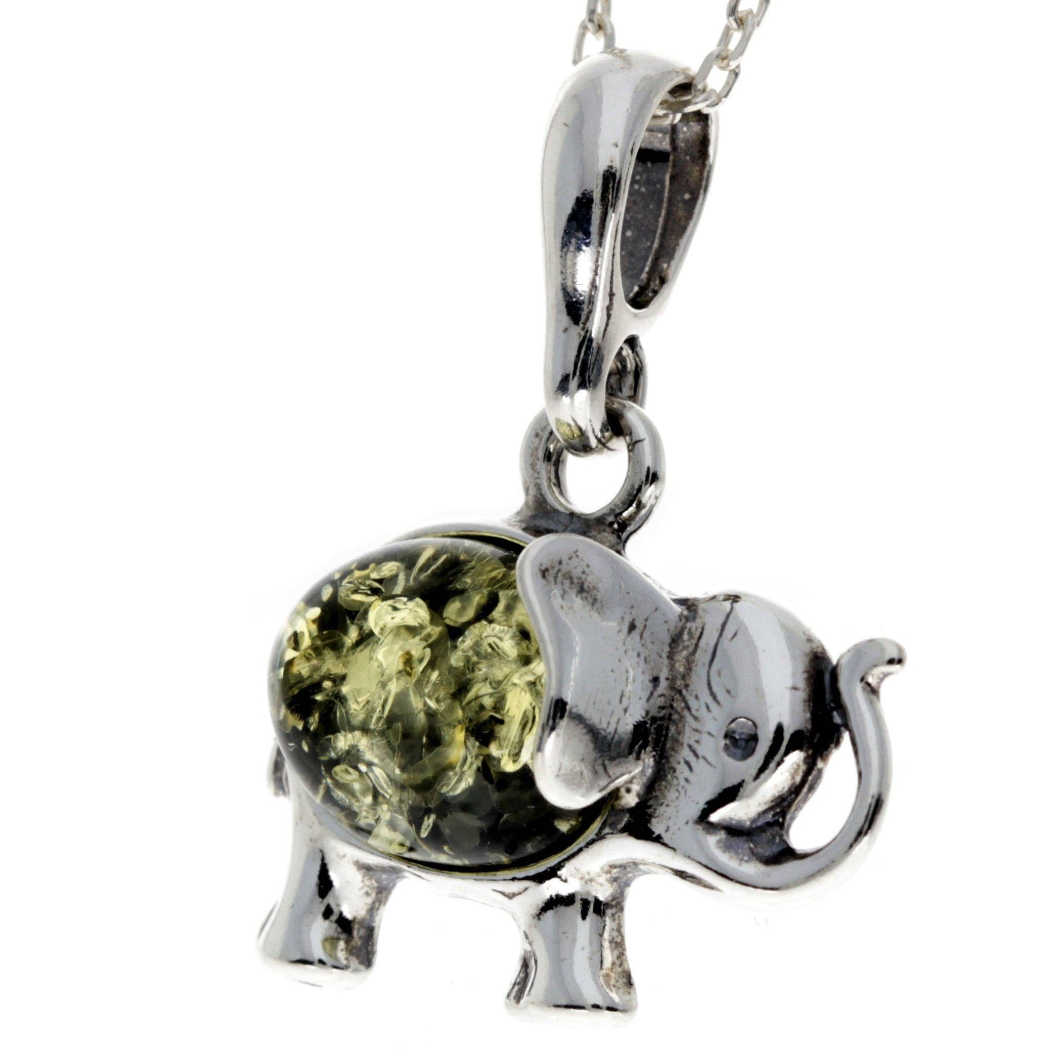 SilverAmber Jewellery – wholesale Individuell berlock/hänge – 925 Sterling Silver & Baltic Amber Elephant hänge - 1904A1