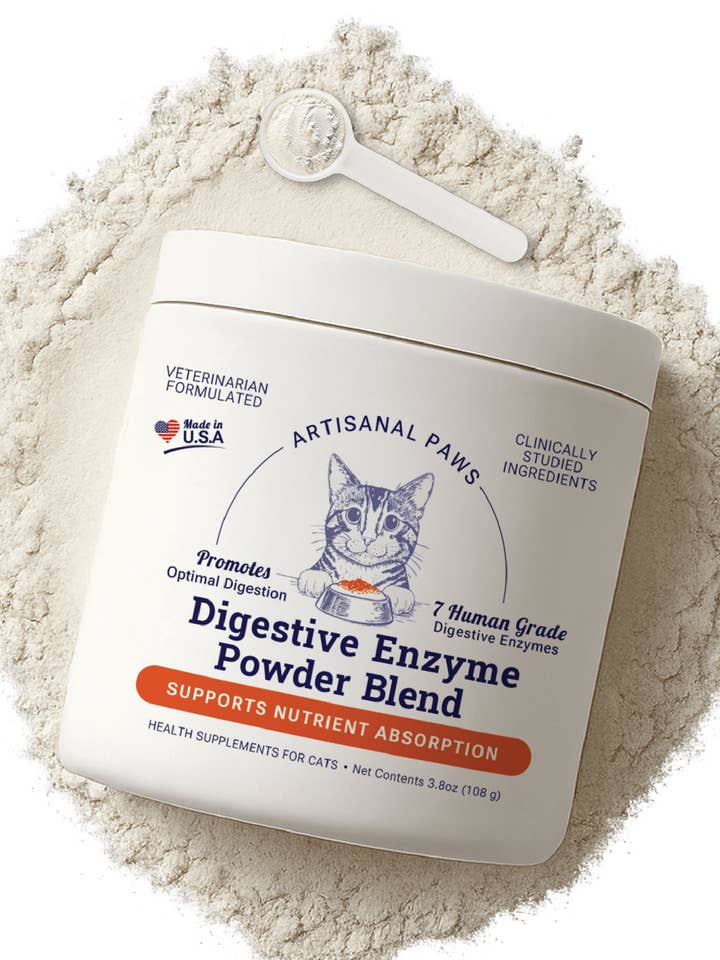 Mélange de Poudre d'Enzymes Digestives pour Chats pour la vente par Artisanal Paws