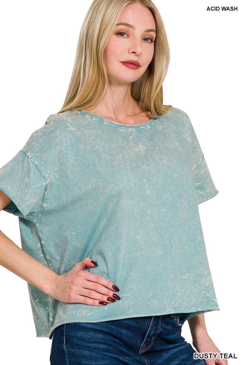 42POPS - Wholesale Knit Top - Women's - `.Washed Crew Neck Crop TShirt6