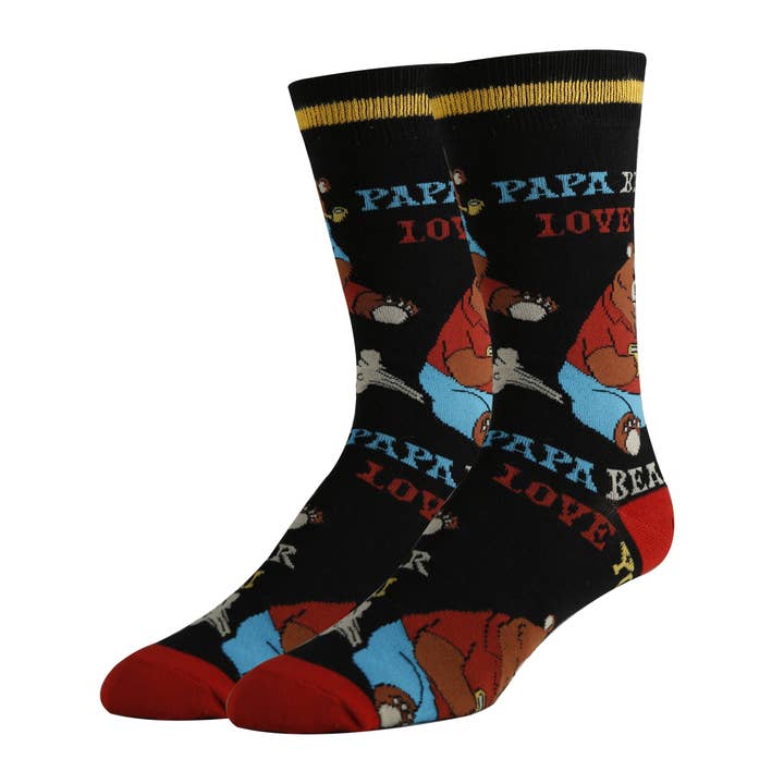 Papa Bear | Men's Funny Cotton Crew Dress Socks for wholesale by Oooh Yeah/Sock It Up/Oooh Geez Slippers