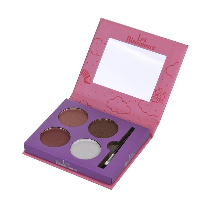 Paleta Bisounours de 4 sombras de ojos en tonos marrones con brocha y espejo para venta al por mayor de Takecare