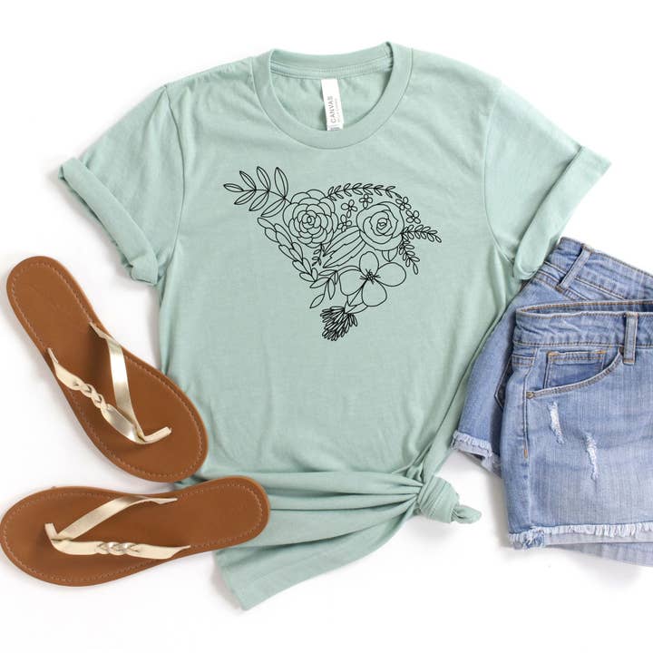Camiseta con estampado floral del estado de Carolina del Sur para venta al por mayor de Indigo Bramble Boutique