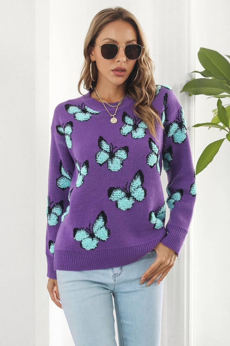 NINEXIS - Wholesale Knit Sweater - Women's - CWOSWL6374_KNIT LOOSE BUTTERFLY LONG-SLEEVED SWEATER7