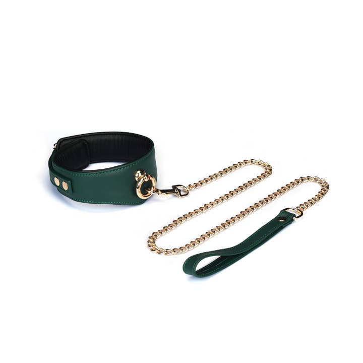 Liebe Seele - Vendita all'ingrosso Collare - Cani e gatti - Collare Curvo in Pelle Verde Mossy Chic2