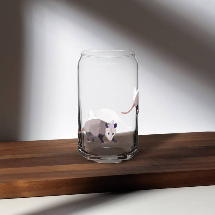 Sazzlebybell – wholesale Drinking glass/cup – Possum Party Can-shaped glass3