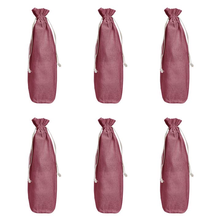 Cotton Wine Bags – Pack of 6 Reusable Gift Bottle Pouches for wholesale by ecojutebags