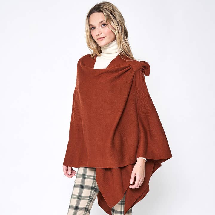 Sensibling Corp. - Wholesale Poncho - Women's - Shoulder Strap Solid Ruana Poncho42