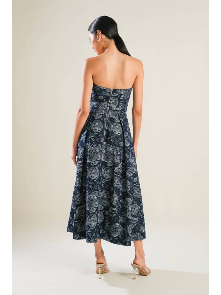 A jacquard denim midi dress - FD1260 for wholesale on Faire