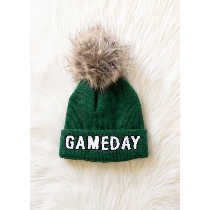Panache Apparel Co. - Wholesale Beanie - Women's - Green & White Game Day Pom Hat3