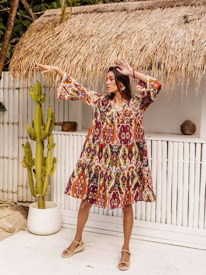 I AM PYLGRYM - Wholesale Dress – Women's - Miska Dress - Moon Beam Ikat3