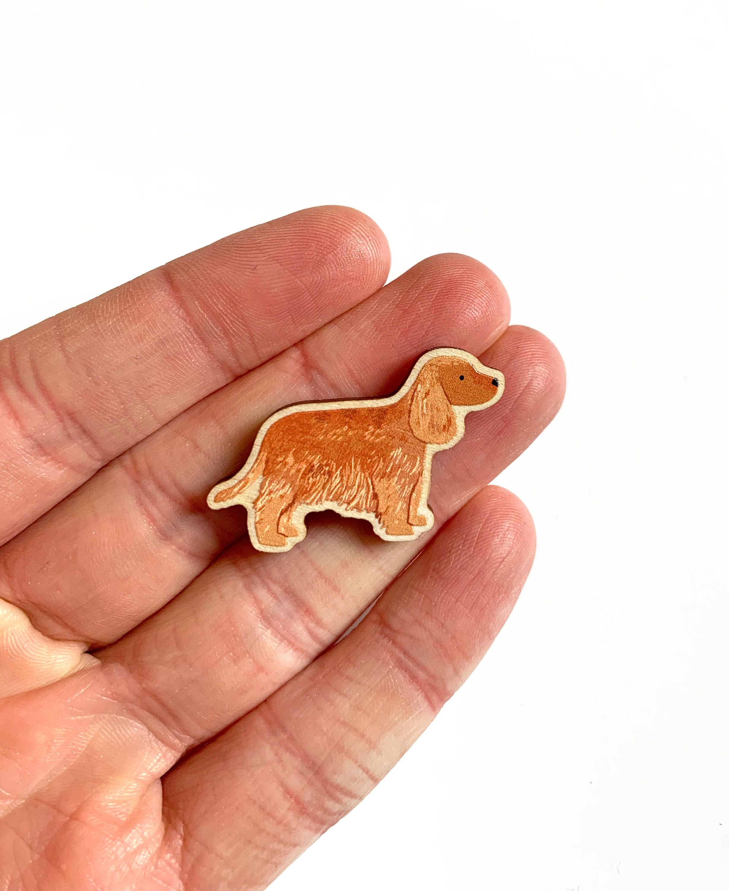 Tom Hardwick – wholesale Lapel pin/button – Cocker Spaniel Wooden Dog Pin - Responsibly Sourced Birch2