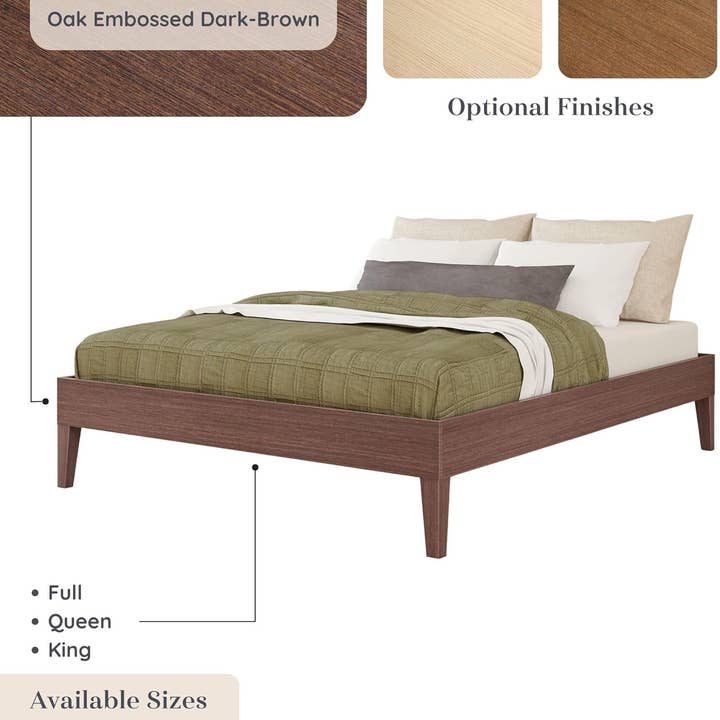 Full Size Dark Brown Platform Bed Frame Durable Quality for wholesale on Faire4