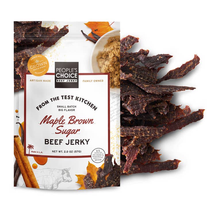 Test Kitchen - Maple Brown Sugar Beef Jerky 2.0oz for wholesale by People's Choice Beef Jerky