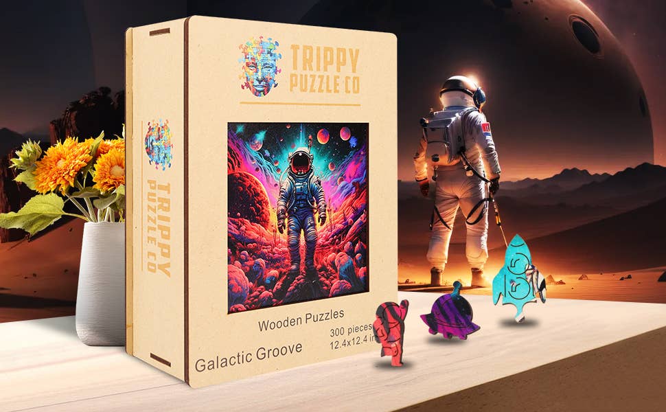 Trippy Puzzle Co - Wholesale Puzzle - Adult - Galactic Groove Wooden Jigsaw Puzzle 300PC1