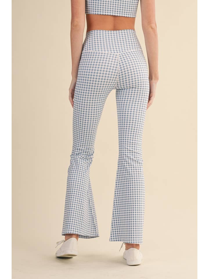 KIMBERLY C – Engroshandel Sports-/loungeleggings – til kvinder – Gingham Print Højtaljede Crossover Flare Leggings30