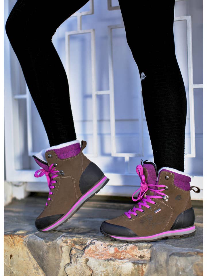 Braun Lila GUGGEN Mountain HPM59 Damen Trekking-& Wanderstiefel gefüttert mit echter Wolle wasserdicht for wholesale on Faire