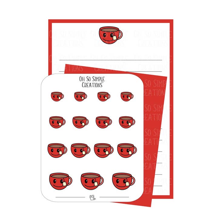 Red Teacup Stationery Set for wholesale by Oh So Simple Creations