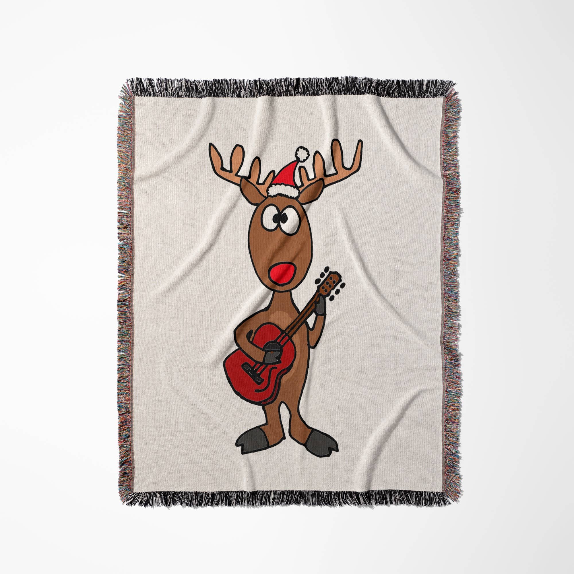 3dRose - Wholesale Throw Blanket - 3dRose, Funny Rudolph the Red nosed Reindeer Playing Guitar Christmas , Blanket0