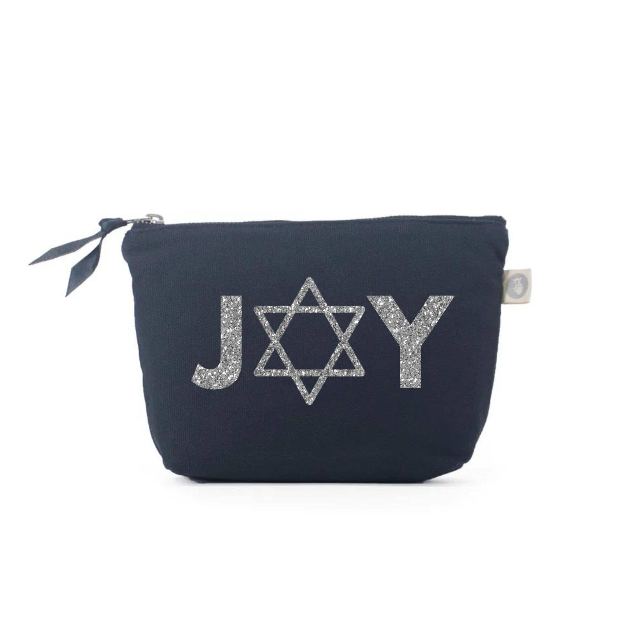 Quilted Koala – wholesale Make-up/cosmetic bag – Navy Makeup Bag- Silver Glitter JOY (Star of David)0