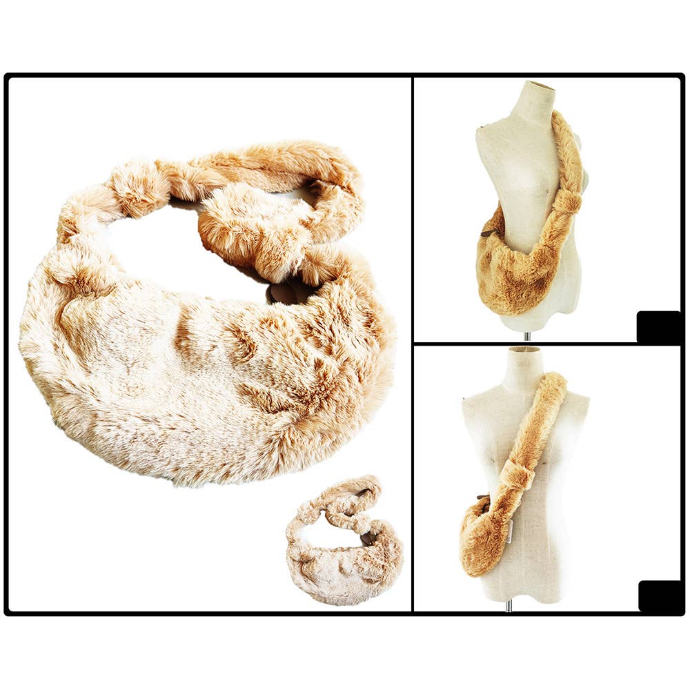 Sensibling Corp. - Wholesale Crossbody Bag - Women's - Faux Fur Fuzzy Plush Crossbody Bag11