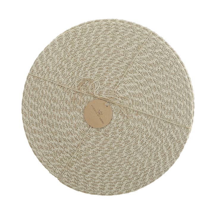 Ivory Wave Braided Round Placemat for wholesale on Faire0
