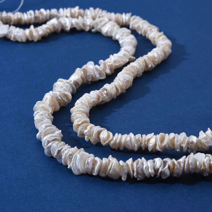 findings4uGem - Wholesale Beaded/Pearl Necklace - Natural Keshi Heishi Shaped White Pearl Beads Jewelry FWP0237